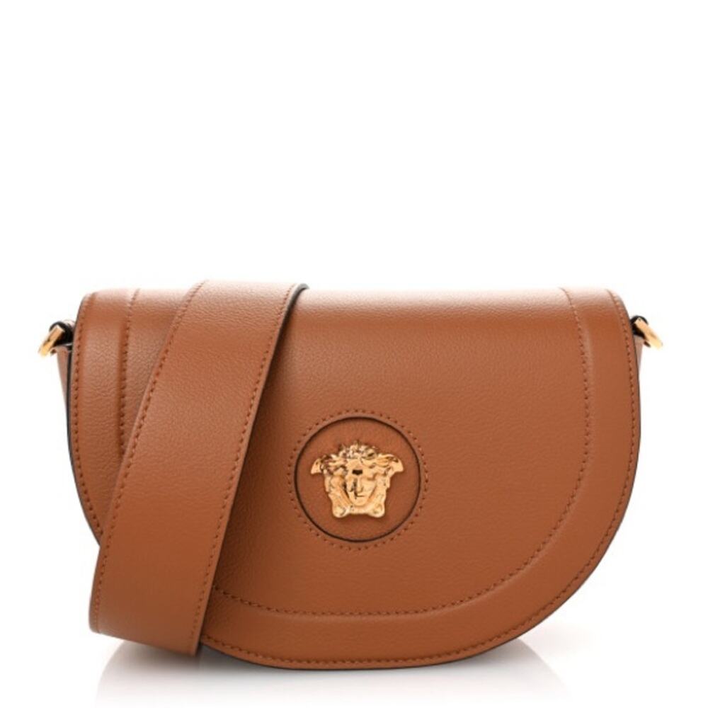 Versace Medusa leather saddle bag brown